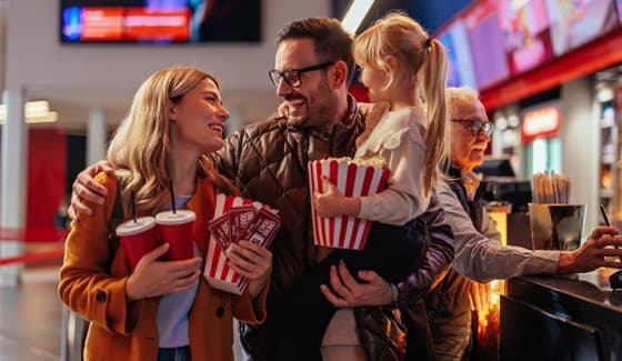A family enjoying a movie together
